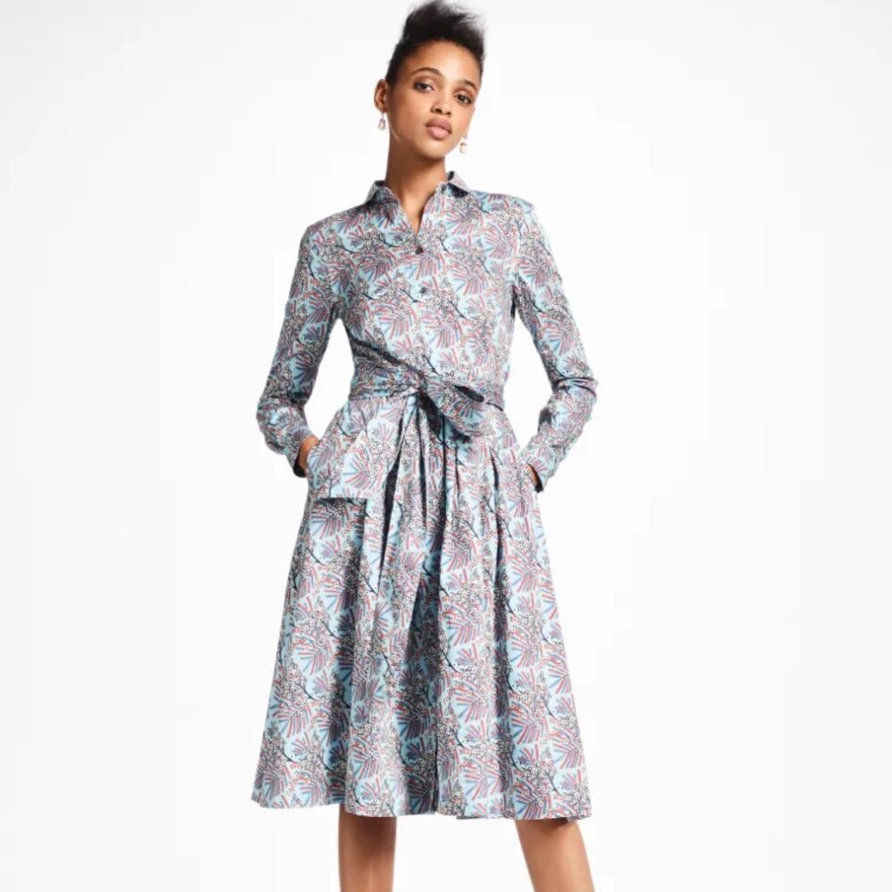 Brooks Brothers Floral Long Sleeve Shirt Dress Size 6